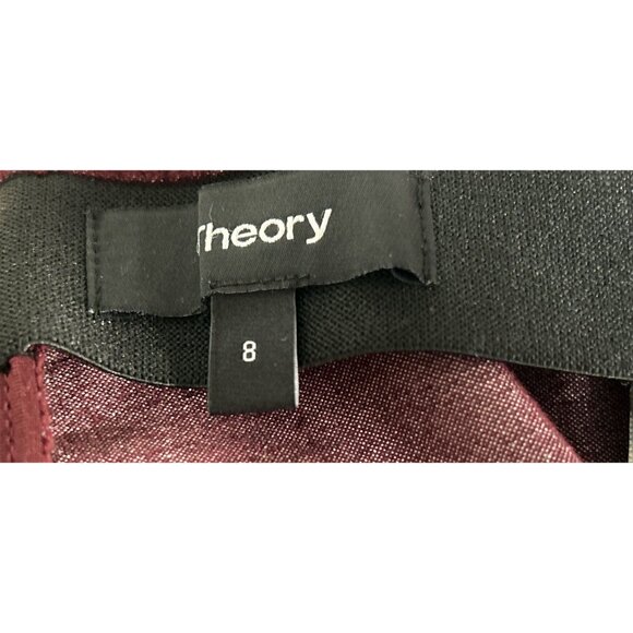 Theory Womens Pants in Burgundy Slim-Fit Cotton Velvet  Holliday Evening  Size 8 - Picture 5 of 7